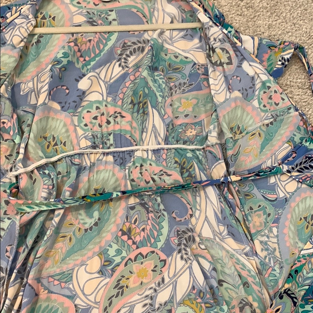 Seraphine Blue and Green Patterned Midi Dress - Picture 8 of 9